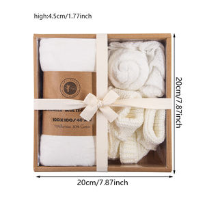 Vente chaude élégant bambou mousseline langes crochet coton chaussettes nouveau-né garçon filles blanc bébé couvertures couleurs neutres - Product Image 6
