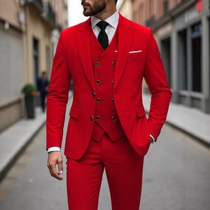 Costume de cérémonie trois pièces pour <span class=keywords><strong>homme</strong></span>, décontracté, pour marié, <span class=keywords><strong>mariage</strong></span>, simple boutonnage, en laine peignée, double boutonnage, <span class=keywords><strong>gilet</strong></span>, ensemble 3 pièces - Product Image 4
