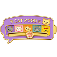 Badge coulissant personnalisé en alliage de zinc, émail dur, doré brillant, avec visages d'animaux (joyeux et tristes) pour suivi d'humeur, fabricant en gros
