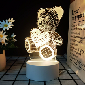 Lámpara de Noche Infantil Redonda Personalizada con Ilusión Óptica 3D, Lámpara de Escritorio LED USB, Luz Blanca Cálida Regulable, Decoración para Dormitorio y Hogar, Mediana - Product Image 4