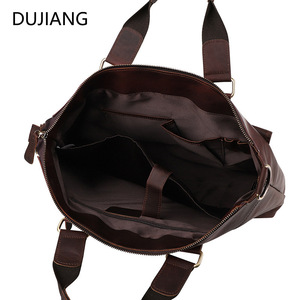 Dujian Genuine Leather Men's Shoulder Bag Large Capacity Business Travel <b>Handbag</b> Crazy Horse Leather Briefcase Spring 2023 - Product Image 3