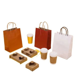 Spot Paper <strong>Bag</strong> Wholesale <strong>Pizza</strong> Coffee Delivery Retail Shopping Twisted Handle Craft Kraft Paper Blank Kraft Paper <strong>Bag</strong> - Product Image 2