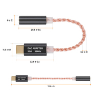 Adaptador de Audio de Alta Resolución ALC5686 DAC Chip USB-C a Jack de 3.5mm, 32bit/384kHz, Cable de Cobre Trenzado, Logotipo Personalizado, OEM, Nuevo
