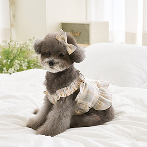 Klasik ekose elbise Sling yaz fırfır elbise firkete köpek kıyafetleri kedi elbise Chihuahua Pety giysileri - Product Image 2