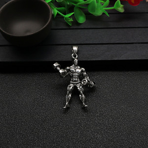 Collier pendentif haltère en acier inoxydable Yunnique, design de dessin animé unisexe, bijoux de gym - Product Image 4