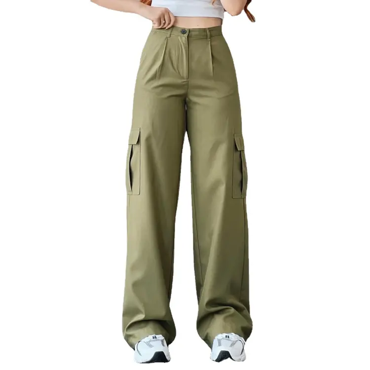 SD Custom Women Stylish Casual Loose Leisure Streetwear Cargo Pants Outdoor Jogger Patchwork Overalls Sweatpants With Pockets