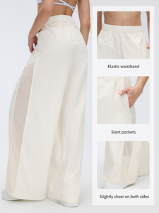 <span class=keywords><strong>Pantalon</strong></span> large <span class=keywords><strong>taille</strong></span> haute pour <span class=keywords><strong>femme</strong></span> avec empiècements transparents, séchage rapide, décontracté, pour le yoga et les activités sportives en extérieur, idéal pour le quotidien - Product Image 3