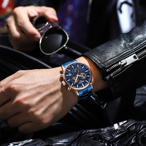 NIBOSI 2590, reloj de diseño multifuncional para Hombre, reloj de cuarzo creativo con manos luminosas, reloj de pulsera de acero inoxidable para Hombre - Product Image 2