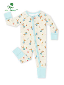 Vêtements pour bébé tendance Miozing pour Pâques - Combinaison pour bébé en fibre de bambou écologique, design mignon avec fermeture éclair bidirectionnelle, en stock - Product Image 2