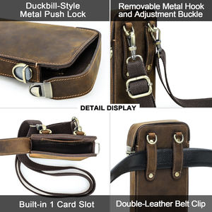 Nouvelle pochette de téléphone portable vintage simple en cuir convertible, bandoulière faite à la main avec passant de ceinture pour téléphone portable de 6,7 pouces - Product Image 5