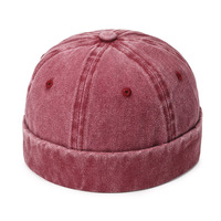 Casquette Docker Vintage Homme Effet Vieilli Lavé, Bonnet Docker Sans Bord Réglable, Chapeau Marinier, Bonnet de Marin