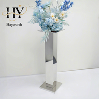 Support à fleurs rectangulaire en acier inoxydable doré Hayworth moderne de 1 m, fait main, durable, incassable, pour décoration de table de mariage