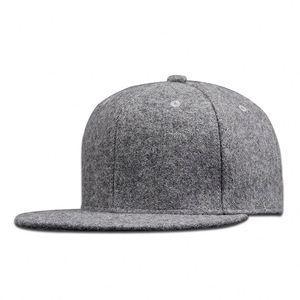 Custom Small Order Embroidery logo Woolen <b>Flat</b> Brim Warm Winter Snapback <b>Cap</b> Hats for Men - Product Image 5