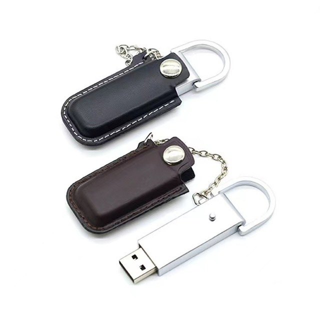Custom Logo 4GB USB 2.0 Classic Leather Flash Drive Corporate Gift Promotional Pendrive in Stock