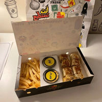 Boîte à compartiments personnalisée en papier pour emporter, éco-responsable, pour shawarma, poulet frit, frites, sandwich, mini-burger, emballage alimentaire rapide