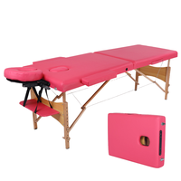 Table de massage pliable traditionnelle en bois de hêtre, réglable, en cuir PU durable, facile à transporter, éponge haute densité pour salon de beauté