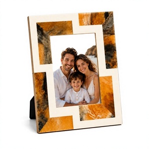 Modern Resin Photo <b>Frame</b> Rectangular Brown <b>White</b> Diagonal Stripe Design Tabletop Vertical Display <b>Picture</b> <b>Frame</b> - Product Image 1