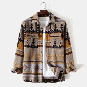 Mens manica <span class=keywords><strong>lunga</strong></span> logo personalizzato lana rivestimento caldo camouflage moda camicie casual gentleman bomber camicie per uomo - Product Image 2