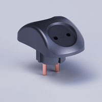 Mini adaptateur de prise russe non-terré, forme triangulaire, 10A, 2 prises, indice IP20, extenseur électrique compact résidentiel