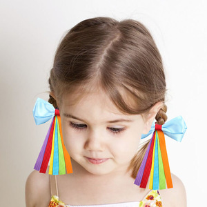 Pinzas para el <span class=keywords><strong>pelo</strong></span> infantiles de dibujos animados de arcoíris, horquillas con borlas transfronterizas para el cabello <span class=keywords><strong>rizado</strong></span> de niñas, accesorios para el <span class=keywords><strong>pelo</strong></span> de tela hechos a mano - Product Image 4