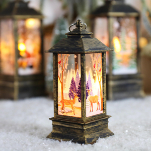 Lanterne de Noël, petite lampe à vent avec motif de cerf, à suspendre ou à poser, décoration de Noël intérieure et extérieure, cadeau de Noël en solde - Product Image 1
