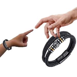 Wholesale High Quality Vintage Woven Multi Layer Magnetic Handmade Forever Love Stainless Bracelet Son for Father <b>Men</b> - Product Image 6