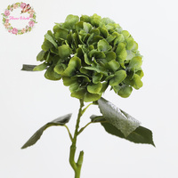 Grandes fleurs d'hortensia artificielles en latex, diamètre 16 cm, toucher réel, couleur bordeaux et vert, pour la décoration de fêtes, de maisons et de mariages