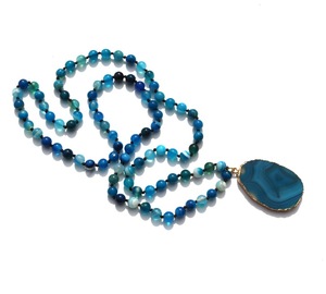 Bestone özel sıcak fabrika fiyat Minulcolor doğal akik uzun boncuklu kolye kolye kadınlar boncuk kolye taş takı - Product Image 4