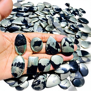 Lote de piedras preciosas sueltas de diseñador de cabujón de pirita Apache Natural hecho a mano para hacer colgantes con forma de pera ovalada elegante - Product Image 1