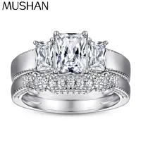 MuShan Sieraden 925 Sterling Zilver Romantische Verlovingsring 5A Zirconia Valentijn Verjaardag Ringen Bands Vrouwen Gift