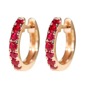 Fine Jewelry Ruby Stones Earrings Women's 18k Rose Gold Ruby Stud Earrings For Women