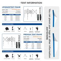 Carpa con Impresión por Sublimación de Tinta, Estructura de Aluminio, Uso en Interiores/Exteriores, Impermeable, Tamaños Personalizados para Publicidad y Promoción