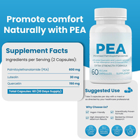 Capsules de PEA micronisées 780 mg, Palmitoyl éthanolamide avec Quercétine et Lutéoline, complément végétalien triple action, 60 unités