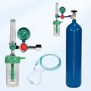 Inhalateur d'oxygène de type bouée Bull Nose Régulateur de pression d'oxygène médical CGA540 Filetage d'entrée avec débitmètre et bouteille d'humidificateur