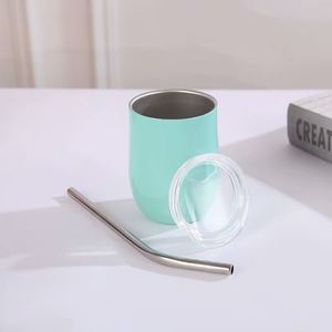 Gobelet isotherme en acier inoxydable à double paroi de 3 oz, mini, en forme d'œuf, avec couvercle et paille, pour fête - Product Image 5