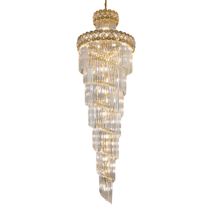 Moderne kristallen kroonluchter voor trap, lange villa, hangende lichtarmatuur, groot huisdecor, goudkleurig roestvrij staal, led-kristallamp - Product Image 5