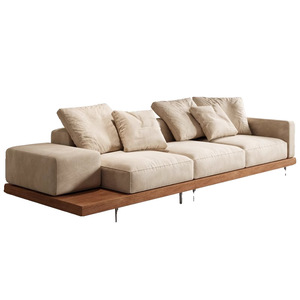 Sofá de Lujo Estilo Japonés Wabi-Sabi para Sala de Estar, Madera Sólida con Diseño de Combinación Simple para Casa de Huéspedes y Villa, Decoración en Tela - Product Image 6