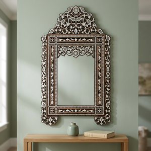 BS INTERNATIONAL Modern Customized Dark Finished Eco-Friendly Handmade Bone Inlay <b>Mirror</b> Polished Electricity-Free <b>Wall</b> <b>Mirror</b> - Product Image 1
