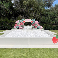 Équipement de jeux gonflables pour location de fête, toboggan double en plastique blanc pour fosse à balles, toboggan en bois