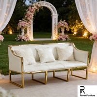 Canapé de mariage au design moderne, chaise trône de haute qualité en acier inoxydable doré pour les mariés, pour événements et banquets, utilisable par un seul couple