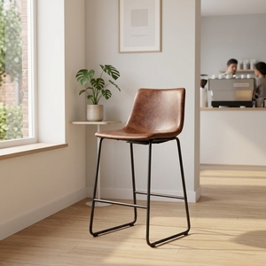 <span class=keywords><strong>Tabouret</strong></span> de <span class=keywords><strong>bar</strong></span> rembourré au design <span class=keywords><strong>scandinave</strong></span> moderne avec revêtement en cuir PU et structure en métal pour <span class=keywords><strong>bar</strong></span> à domicile et meubles de cuisine - Product Image 5