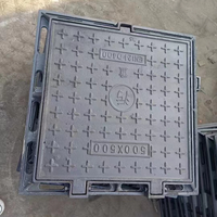 Couvercle de regard en fonte ductile revêtu d'époxy classe D400 A15 B125 C250 E600 F900, cadre de grille de drainage carré conforme EN124