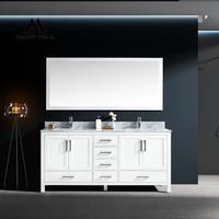 Meuble-lavabo mural moderne gris Mars Villa de 48 pouces pour salle de bain d'hôtel, personnalisé avec tiroirs à queue de pie
