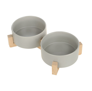 Wholesale Custom Eco-Friendly Matted Elevated <strong>Dog</strong> <strong>Bowl</strong> Non Slip Ceramic with Wooden Stand for Small Animals - Product Image 6