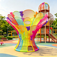 Grande filet d'escalade en forme de fleur de 5 m, équipement de jeu extérieur coloré pour enfants, abri personnalisé en maille pour parc d'attractions