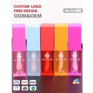 Tubo de Brilho Labial Vazio Quadrado com LOGO Personalizado e Pincel Grande Embalagem Cosmética para Batom Líquido Tubo de Brilho Labial Transparente de 6ML - Product Image 1