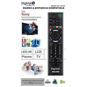 DigiVolt <b>Remote</b> <b>Control</b> For Sony <b>Tv</b> Compatible With Led Lcd Plasma 4K Models No Installation Required - Product Image 3