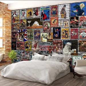 Póster de película retro, papel tapiz de pared de ladrillo, pelar y pegar personalizado - Product Image 2