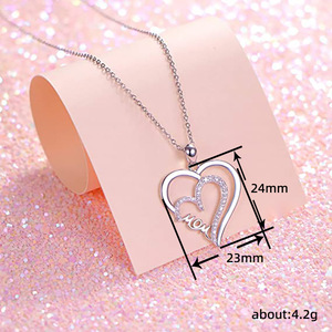 Collana con ciondolo a forma di cuore per donna, regalo di compleanno per mamma, gioielli alla moda da indossare ogni giorno - Product Image 5