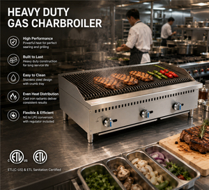 Grill à gaz vertical 36 pouces avec pierres de lave, machine à griller la viande et les steaks, gril à gaz commercial écoénergétique pour les entreprises alimentaires - Product Image 5